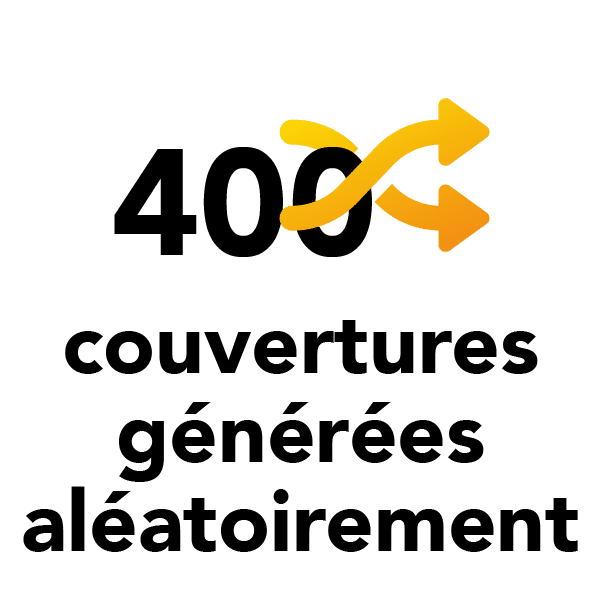 400 couvertures générées aléatoirement