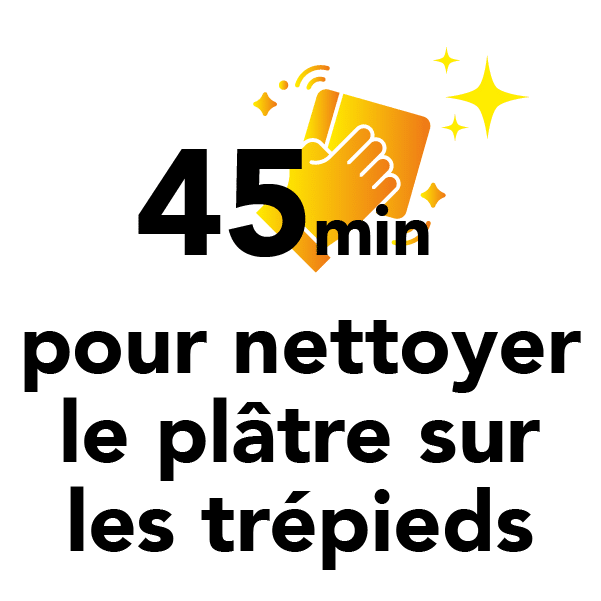 45 minutes pour nettoyer les trépieds