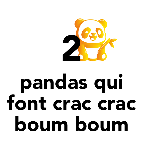 2 pandas qui font crac crac boum boum