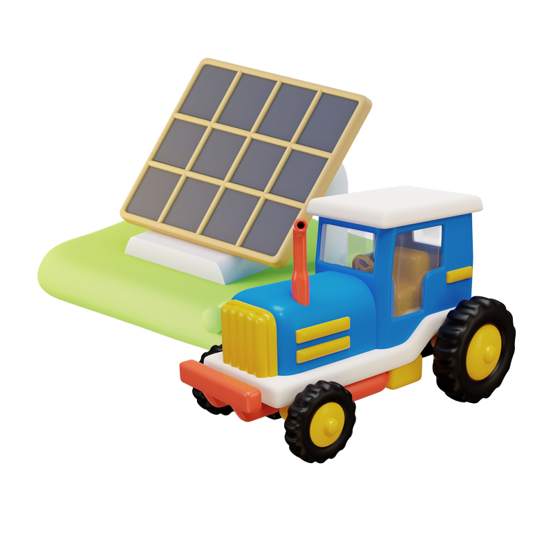 Panneau solaire et tracteur 3D